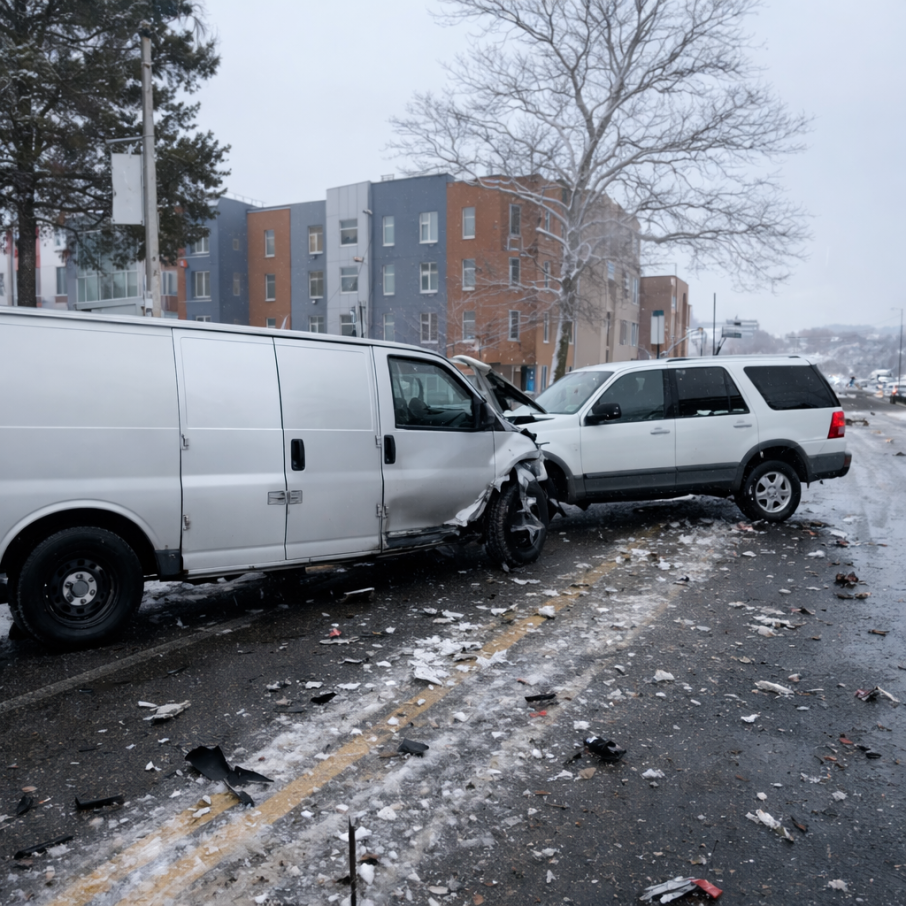 नेवार्कमा आईसले खेद्दा सडक दुर्घटना